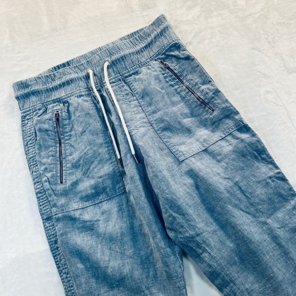 Athleta Cabo Linen Jogger Pants Blue Chambray Size 0 RN 54023